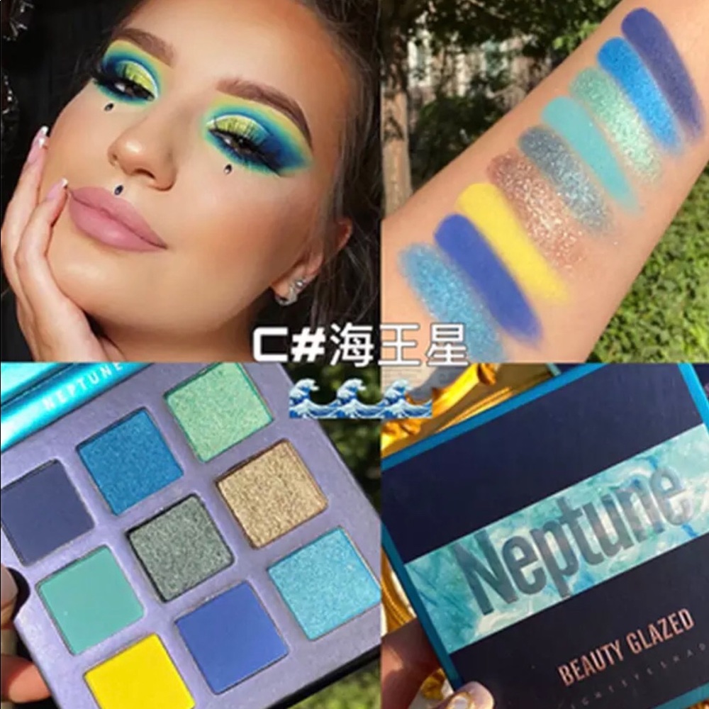 Eyeshadow palette shimmer glitter shiny holographic beauty eyes makeup neon